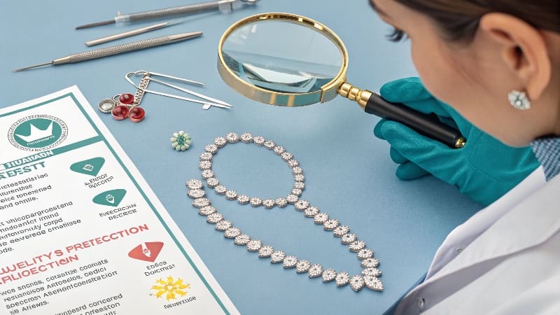 a lab technician performing an XRF test on a piece of jewelry